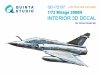 Quinta Studio QD+72137 Mirage 2000N 3D-Printed & coloured Interior on decal paper (Dream Model) (with 3D-printed resin part)  1/72
